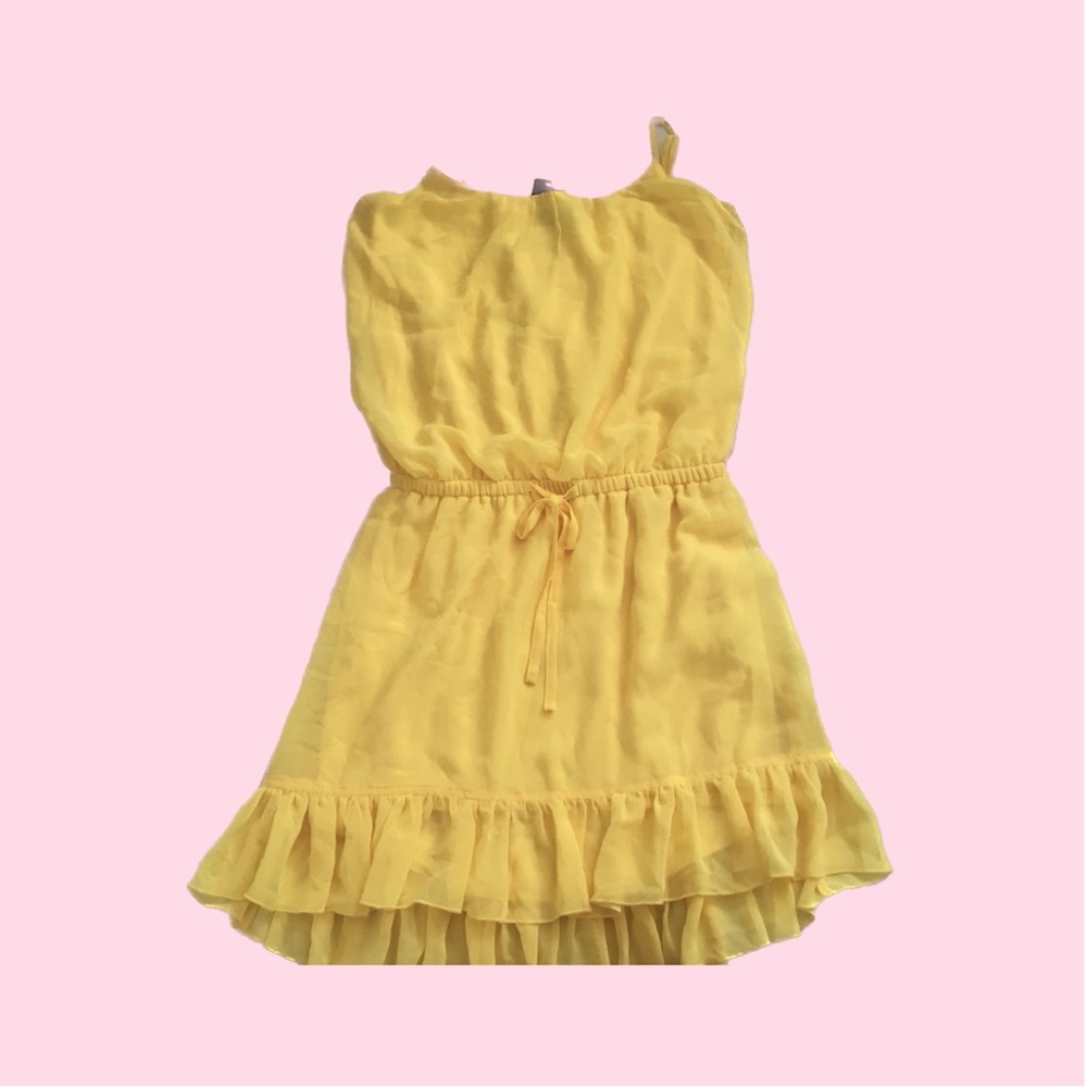 Bebe Bright Yellow Dress with Bow Tie